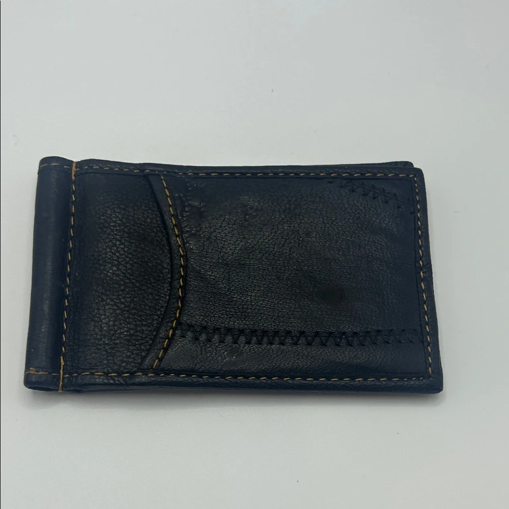 Black Leather Money Wallet - Minimalist Men's Accessory